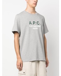 graues bedrucktes T-Shirt mit einem Rundhalsausschnitt von A.P.C.