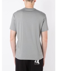 graues bedrucktes T-Shirt mit einem Rundhalsausschnitt von Armani Exchange