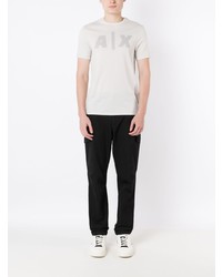 graues bedrucktes T-Shirt mit einem Rundhalsausschnitt von Armani Exchange