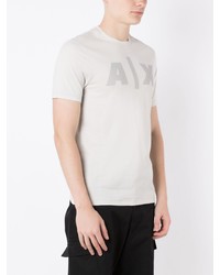 graues bedrucktes T-Shirt mit einem Rundhalsausschnitt von Armani Exchange