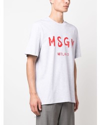 graues bedrucktes T-Shirt mit einem Rundhalsausschnitt von MSGM