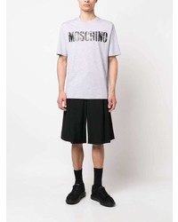 graues bedrucktes T-Shirt mit einem Rundhalsausschnitt von Moschino