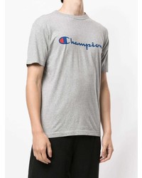 graues bedrucktes T-Shirt mit einem Rundhalsausschnitt von Champion