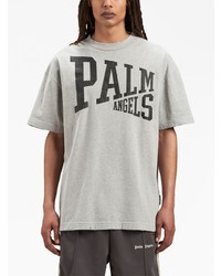 graues bedrucktes T-Shirt mit einem Rundhalsausschnitt von Palm Angels