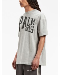 graues bedrucktes T-Shirt mit einem Rundhalsausschnitt von Palm Angels