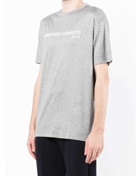 graues bedrucktes T-Shirt mit einem Rundhalsausschnitt von Emporio Armani