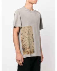 graues bedrucktes T-Shirt mit einem Rundhalsausschnitt von Golden Goose