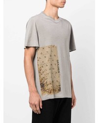 graues bedrucktes T-Shirt mit einem Rundhalsausschnitt von Golden Goose