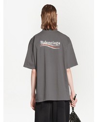 graues bedrucktes T-Shirt mit einem Rundhalsausschnitt von Balenciaga