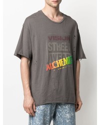 graues bedrucktes T-Shirt mit einem Rundhalsausschnitt von Alchemist