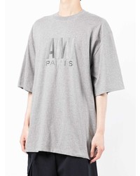 graues bedrucktes T-Shirt mit einem Rundhalsausschnitt von Ami Paris