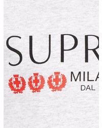 graues bedrucktes T-Shirt mit einem Rundhalsausschnitt von Supreme