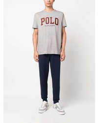 graues bedrucktes T-Shirt mit einem Rundhalsausschnitt von Polo Ralph Lauren