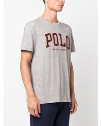 graues bedrucktes T-Shirt mit einem Rundhalsausschnitt von Polo Ralph Lauren