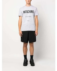 graues bedrucktes T-Shirt mit einem Rundhalsausschnitt von Moschino