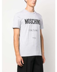 graues bedrucktes T-Shirt mit einem Rundhalsausschnitt von Moschino