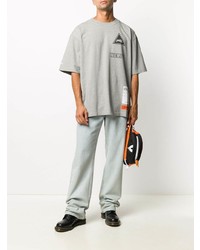 graues bedrucktes T-Shirt mit einem Rundhalsausschnitt von Heron Preston