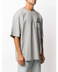 graues bedrucktes T-Shirt mit einem Rundhalsausschnitt von Heron Preston