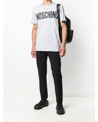 graues bedrucktes T-Shirt mit einem Rundhalsausschnitt von Moschino