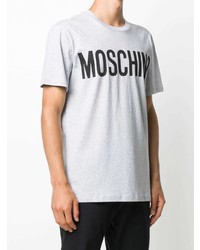 graues bedrucktes T-Shirt mit einem Rundhalsausschnitt von Moschino