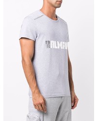 graues bedrucktes T-Shirt mit einem Rundhalsausschnitt von Balmain