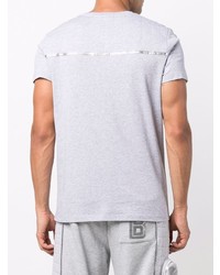 graues bedrucktes T-Shirt mit einem Rundhalsausschnitt von Balmain