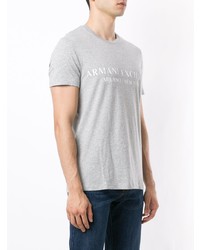 graues bedrucktes T-Shirt mit einem Rundhalsausschnitt von Armani Exchange