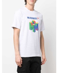 graues bedrucktes T-Shirt mit einem Rundhalsausschnitt von MARKET