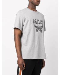 graues bedrucktes T-Shirt mit einem Rundhalsausschnitt von MCM