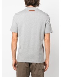 graues bedrucktes T-Shirt mit einem Rundhalsausschnitt von Z Zegna