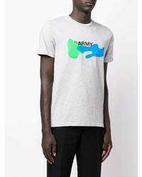 graues bedrucktes T-Shirt mit einem Rundhalsausschnitt von Yves Salomon Army