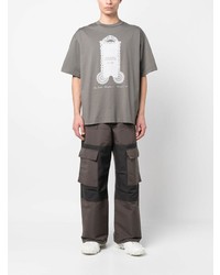 graues bedrucktes T-Shirt mit einem Rundhalsausschnitt von Acne Studios