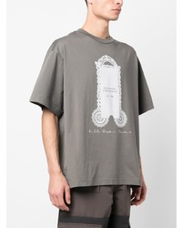 graues bedrucktes T-Shirt mit einem Rundhalsausschnitt von Acne Studios