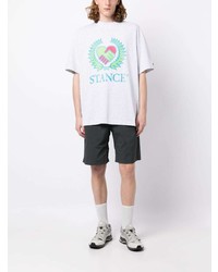 graues bedrucktes T-Shirt mit einem Rundhalsausschnitt von Stance