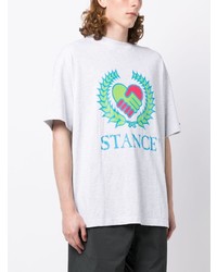 graues bedrucktes T-Shirt mit einem Rundhalsausschnitt von Stance