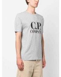 graues bedrucktes T-Shirt mit einem Rundhalsausschnitt von C.P. Company