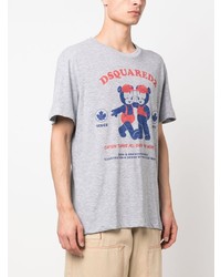 graues bedrucktes T-Shirt mit einem Rundhalsausschnitt von DSQUARED2