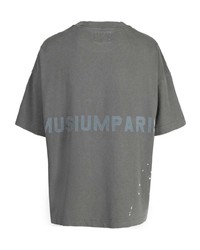 graues bedrucktes T-Shirt mit einem Rundhalsausschnitt von Musium Div.