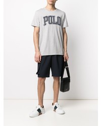 graues bedrucktes T-Shirt mit einem Rundhalsausschnitt von Polo Ralph Lauren