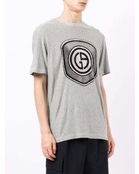 graues bedrucktes T-Shirt mit einem Rundhalsausschnitt von Giorgio Armani