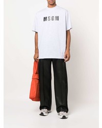 graues bedrucktes T-Shirt mit einem Rundhalsausschnitt von MSGM