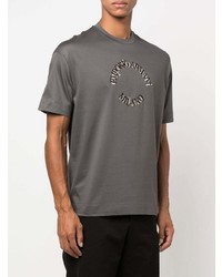 graues bedrucktes T-Shirt mit einem Rundhalsausschnitt von Emporio Armani