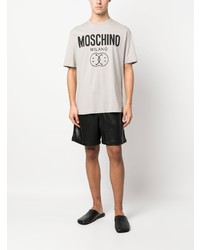 graues bedrucktes T-Shirt mit einem Rundhalsausschnitt von Moschino