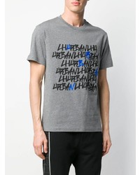 graues bedrucktes T-Shirt mit einem Rundhalsausschnitt von Les Hommes Urban