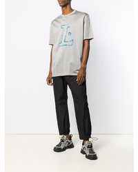 graues bedrucktes T-Shirt mit einem Rundhalsausschnitt von Lanvin