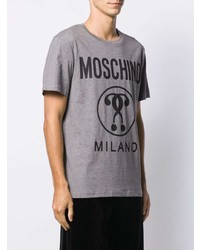 graues bedrucktes T-Shirt mit einem Rundhalsausschnitt von Moschino