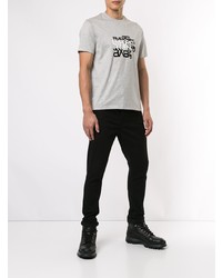 graues bedrucktes T-Shirt mit einem Rundhalsausschnitt von Emporio Armani