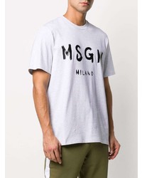 graues bedrucktes T-Shirt mit einem Rundhalsausschnitt von MSGM