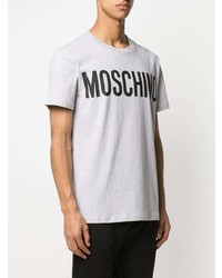 graues bedrucktes T-Shirt mit einem Rundhalsausschnitt von Moschino