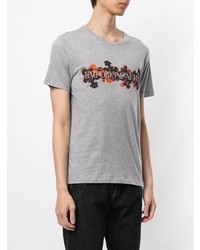 graues bedrucktes T-Shirt mit einem Rundhalsausschnitt von Emporio Armani